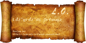 Légrádi Orfeusz névjegykártya